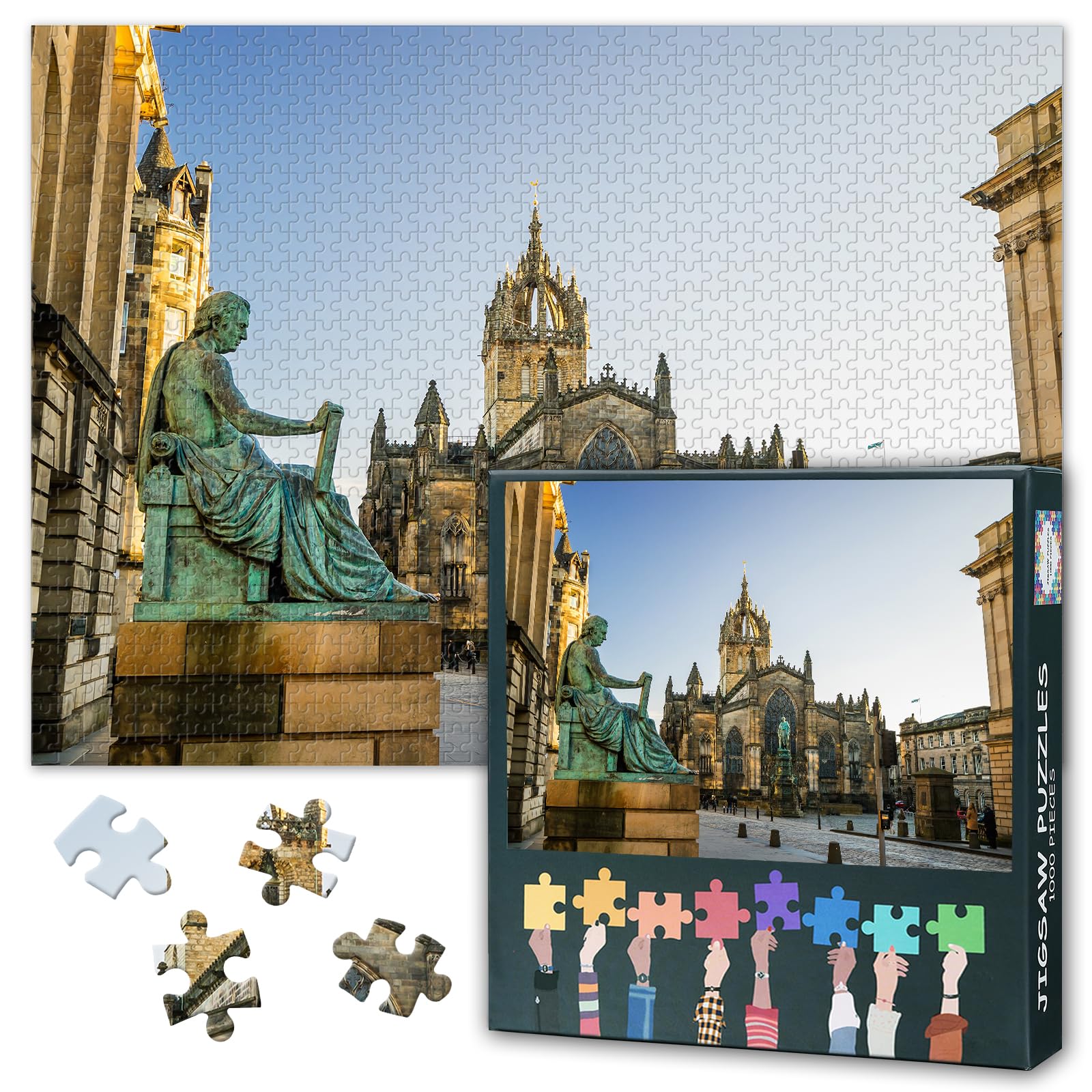 Puzzles for Adults 1000 Pieces, Royal Mile Edinburgh Scotland Jigsaw Puzzles, Street View Adult Puzzle for Adults, Educational Fun Games or Toys for Elders Friends 20X27 INCH