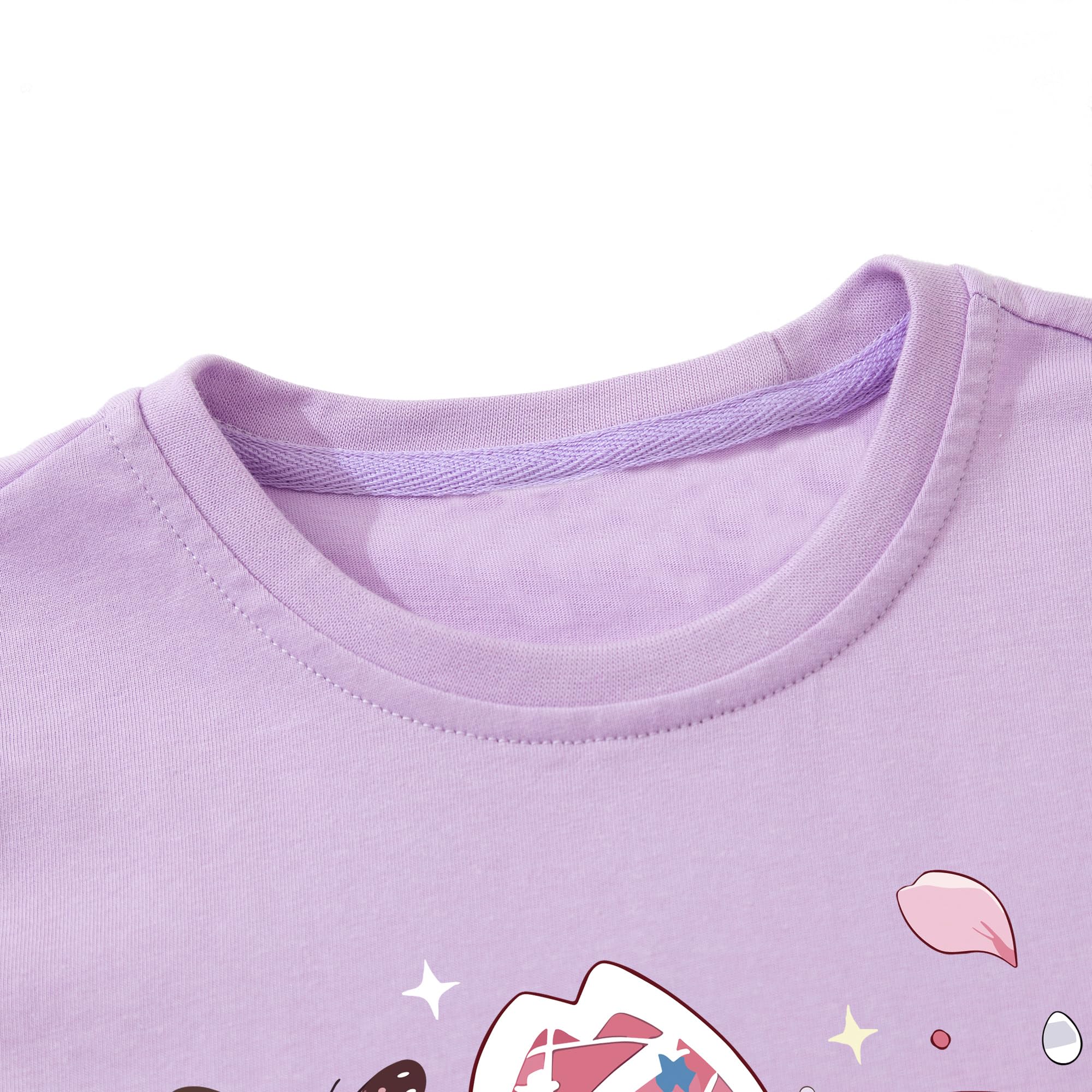 Camisetas de Manga Corta Niñas, Camiseta Algodon para Niña de Verano, Cuello Redondo T-Shirts Moda Informal Tops para Niños 3-8 Años — view 6