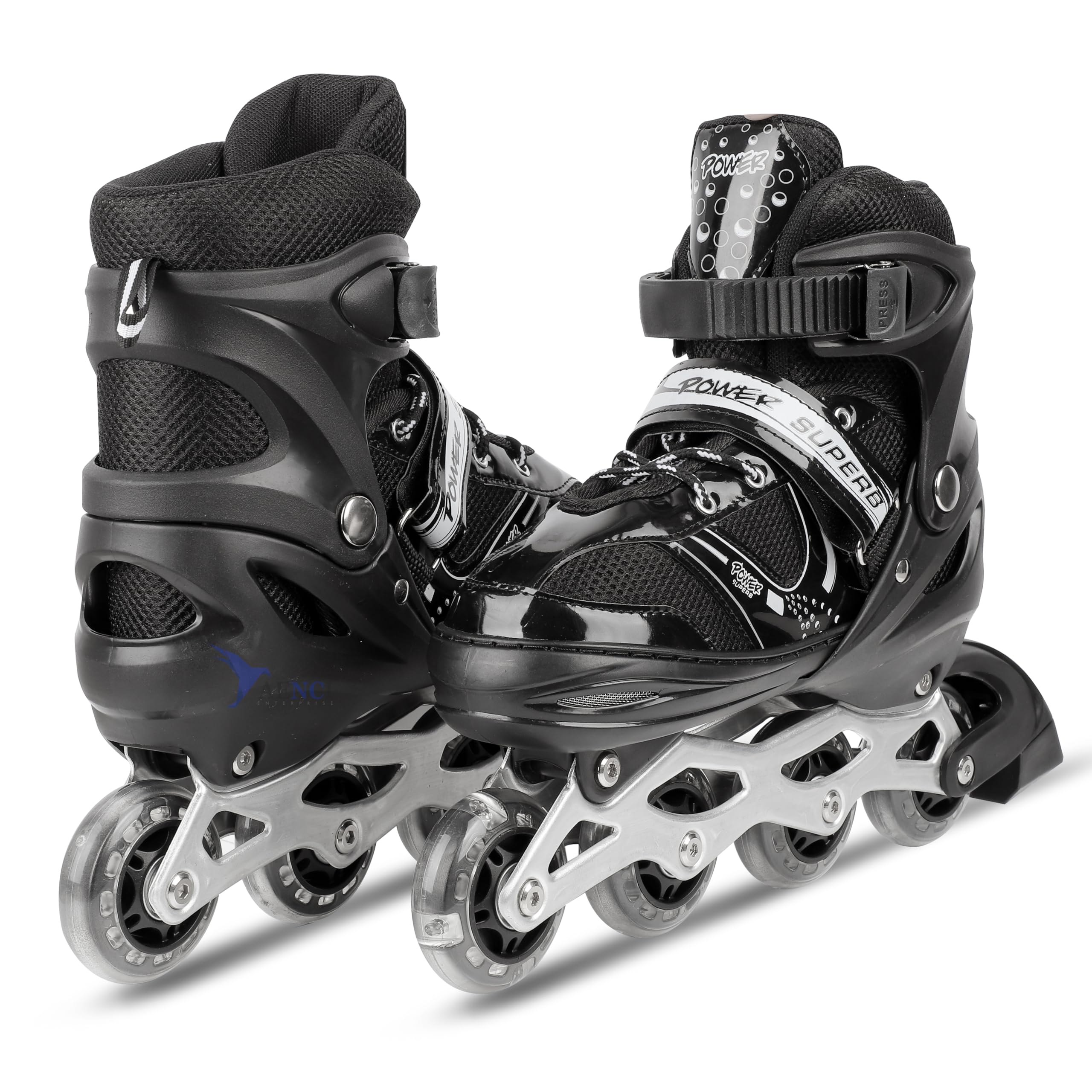 AENCI Inline Skates with PU Flashing Wheel Aluminum Body in-Line Skates with Size Adjustable with LED Flash Lights Set for Boys Kids and Girls Length for Age 8-16 Years (black) (B0BMQP1JM2) Amazon Price History, Amazon Price Tracker