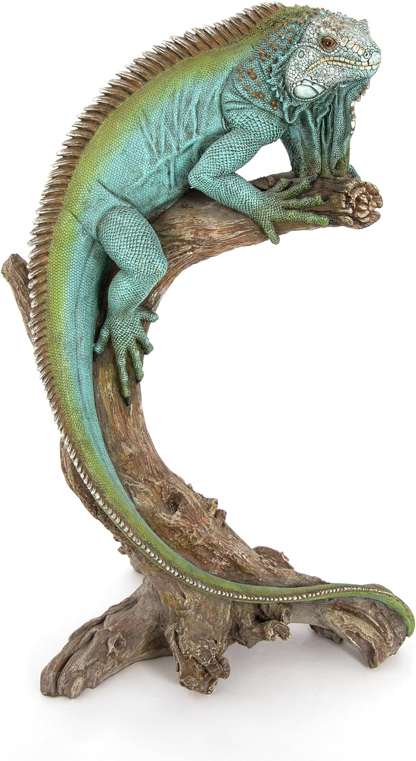 Large Iguana Garden Statue – 22” Realistic Lizard Sculpture for Indoor or Outdoor Use | Tropical Reptile Decor for Patio, Lawn, Poolside, or Home Display – Cast Polyresin Full Color