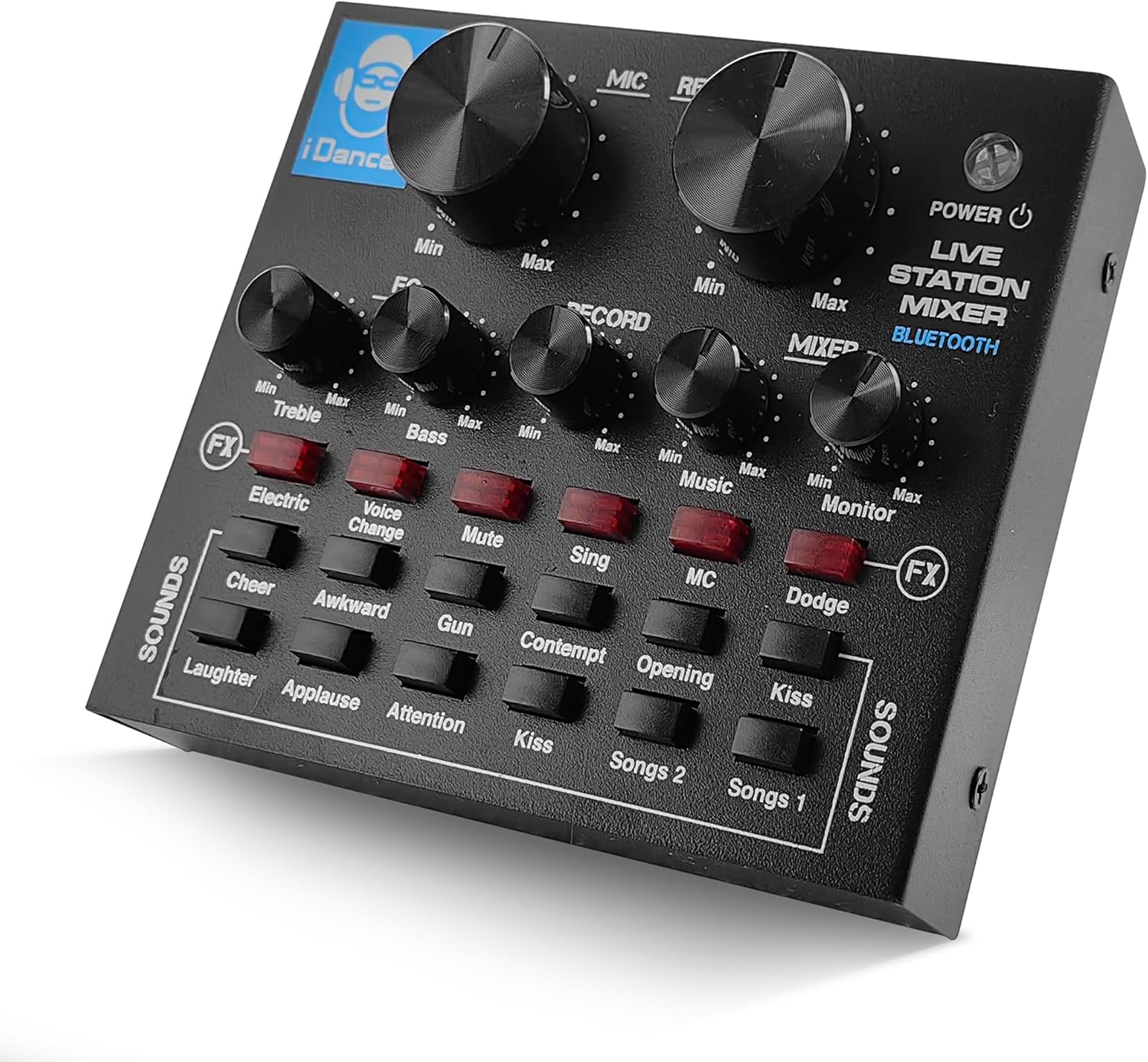 IDANCE Professional Wireless Audio Mixer, 8 Channel BT Wireless Broadcasting and Recording Portable Mixer with Sound Card, Audio Interface Sound Mixer Board with Effects for DJ, Music and Karaoke