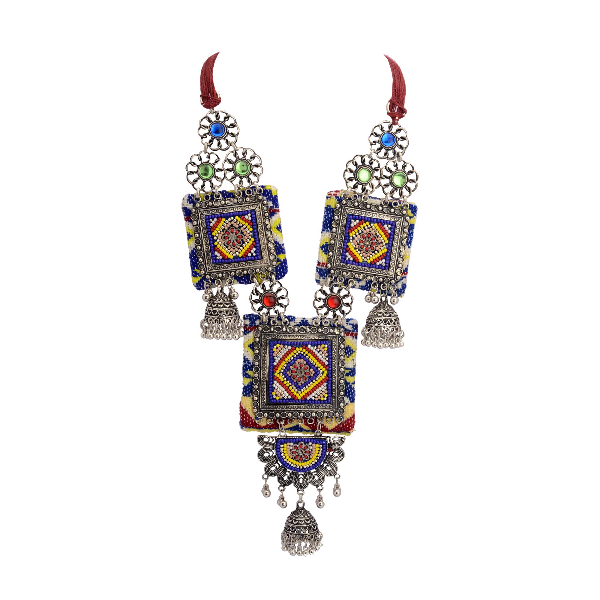 Zephyrr Afghani/Turkish Statement Long Necklace Jewelry Silver Tone Casual Jhumki Jewelry for Women (B096TGTLHD) Amazon Price History, Amazon Price Tracker