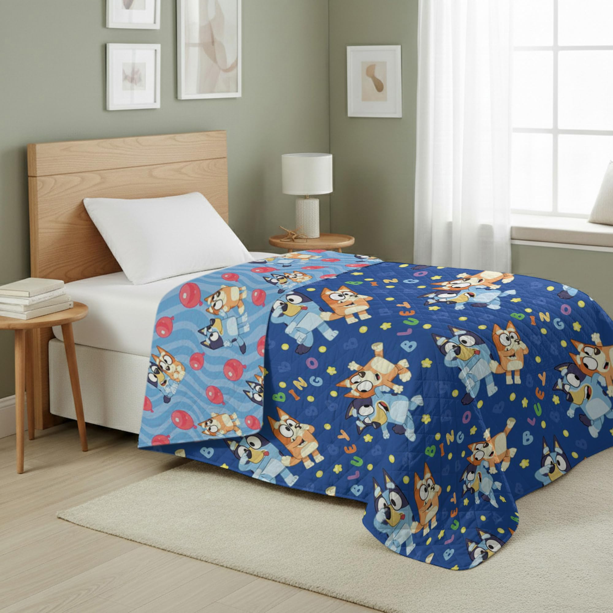Northwest Bluey Goofing Around Quilted Throw Blanket – Official Cartoon Throw Blanket Featuring Bluey, for Adults Boys Girls Bed, Couch, or Playroom, 60 x 80 Inches