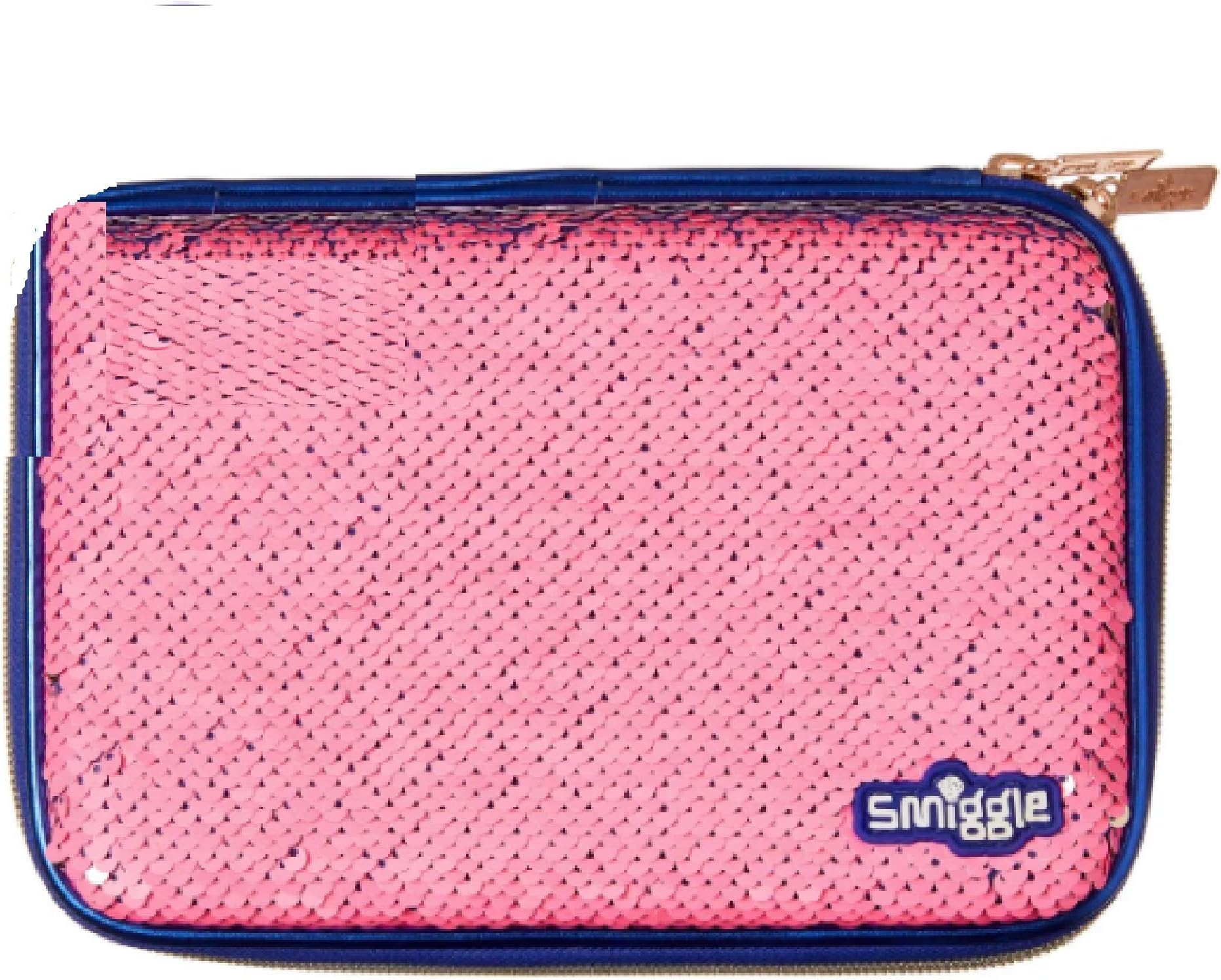 Smiggle Everyone's Favourite Hardtop Pencil case Reverse Sequin (Pink)