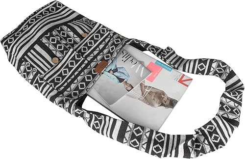 Miniatura 6 de Tribe Azure Aztec - Bolso bandolera para mujer color negro blanco tejido hecho a mano estilo informal talla L Negro Blanco M