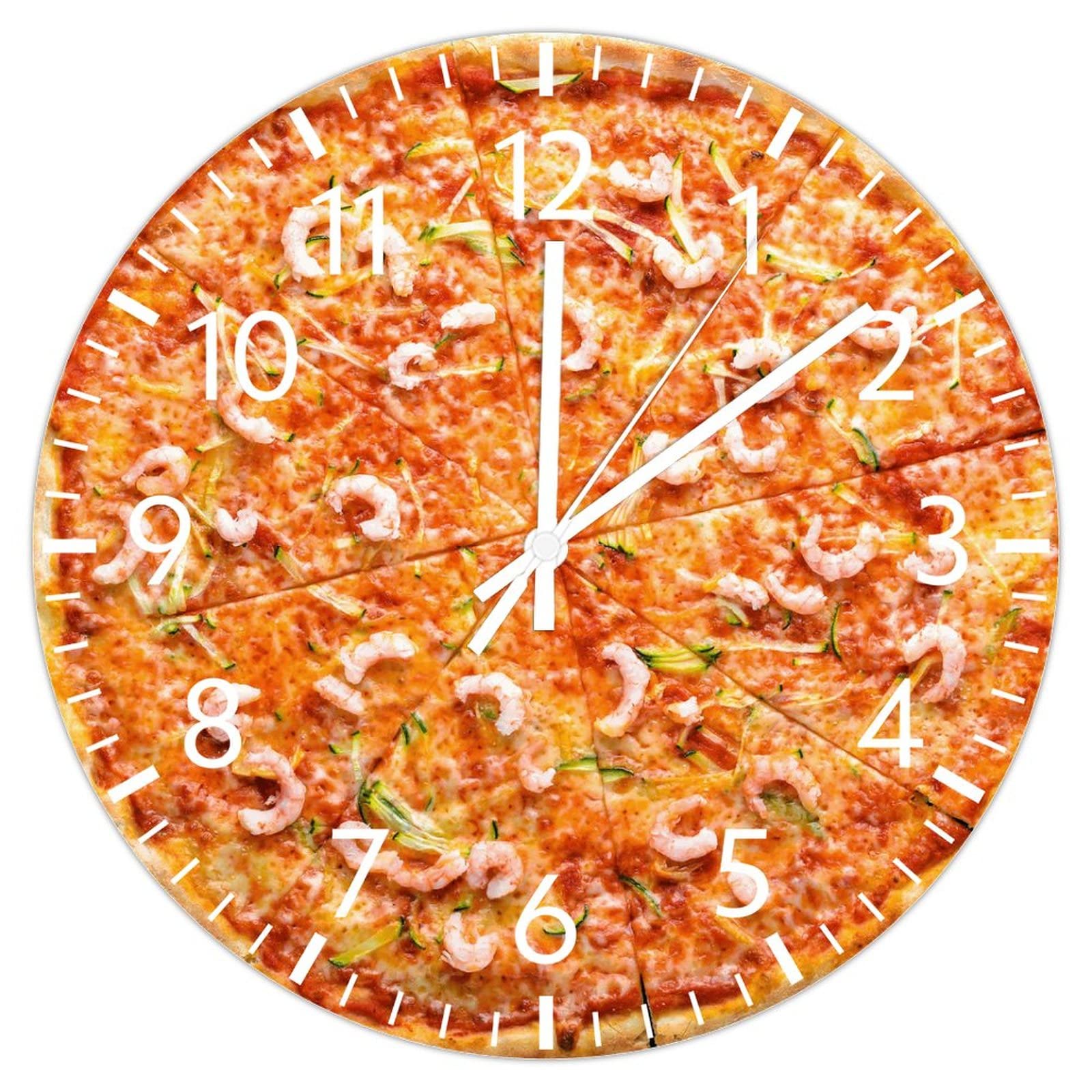 Horloge murale silencieuse pizza ronde en PVC de 30,5 cm pour chambre et bureau