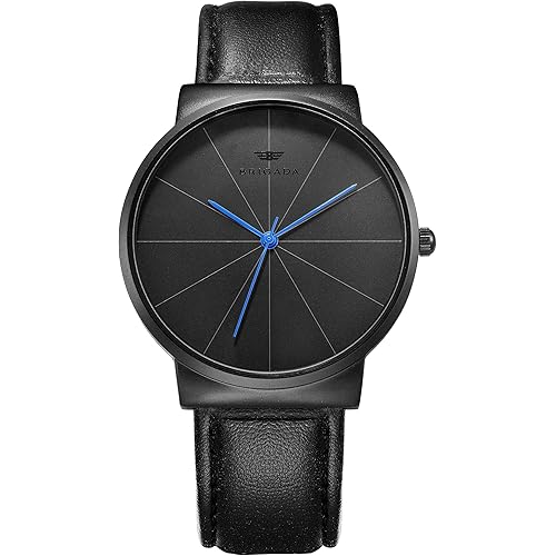 BRIGADA Men's Watches Classic Business Casual Black Quartz Watch for Men
