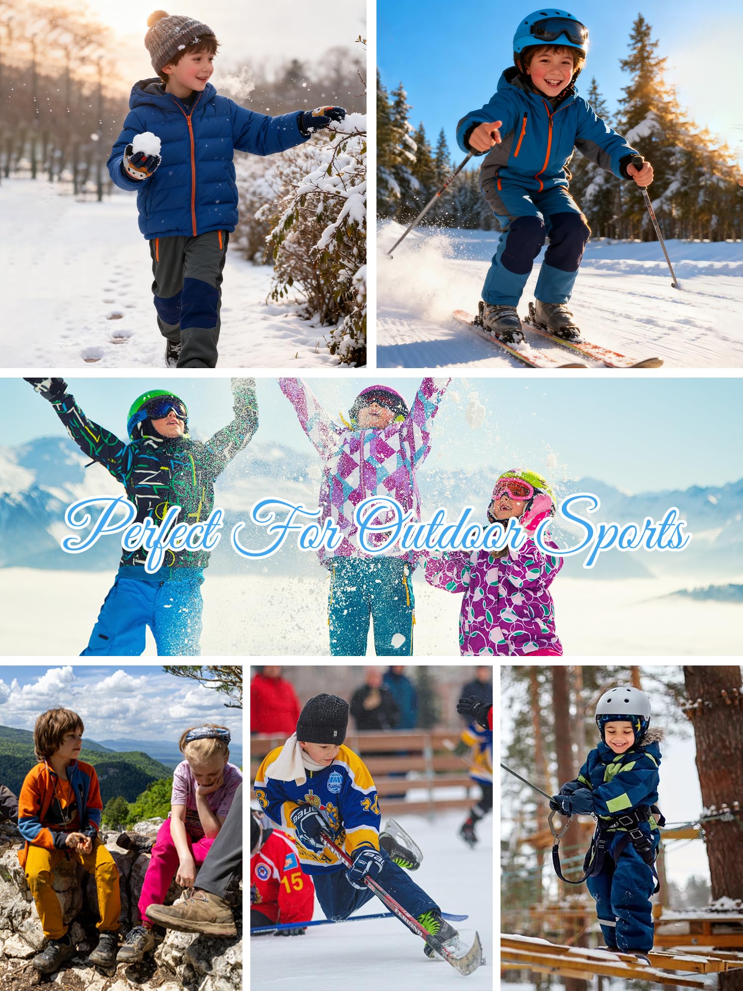 Holure Pantalones deportivos de forro polar para niños, impermeables, resistentes al viento y cálidos, con bolsillos con cremallera