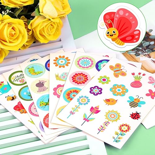 Miniatura 3 de 18 hojas de calcomanías de flores de primavera, lindas calcomanías de flores para niños, calcomanías de Pascua, calcomanías de jardín, calcomanías