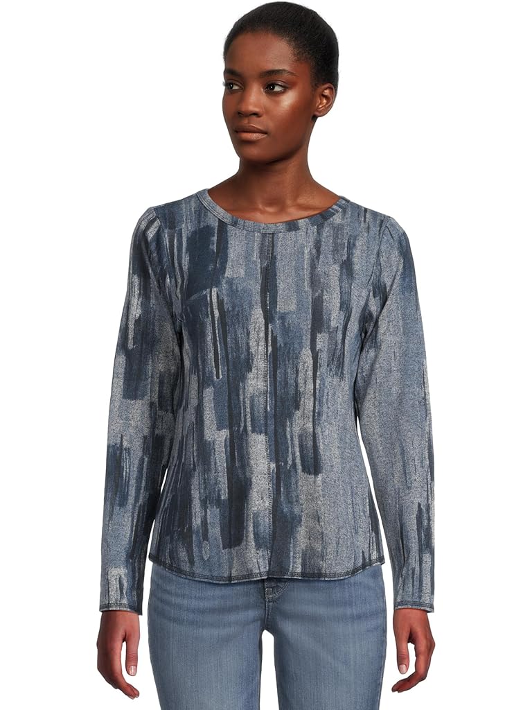 Blue Elliott Lauren Crew Neck Long Sleeve Top with Overlok Stitching