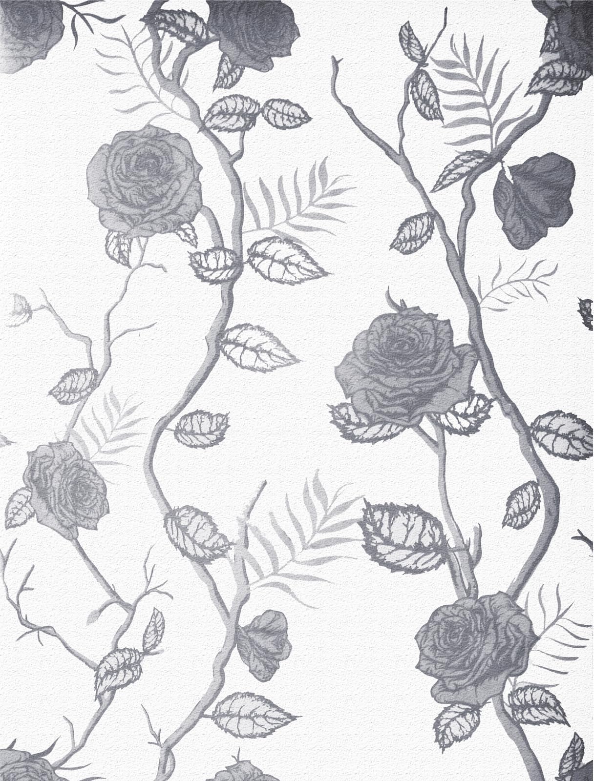 ICYEHAO Self Adhesive Wallpaper Blue Floral, 44 x 500 cm Wallpaper Roses Grey and Blue Floral Leaf Plants Wall Paper Self Adhesive Furniture Wrap for Living Room,Bathroom,Kitchen,Drawer,Cabinets โ image 1