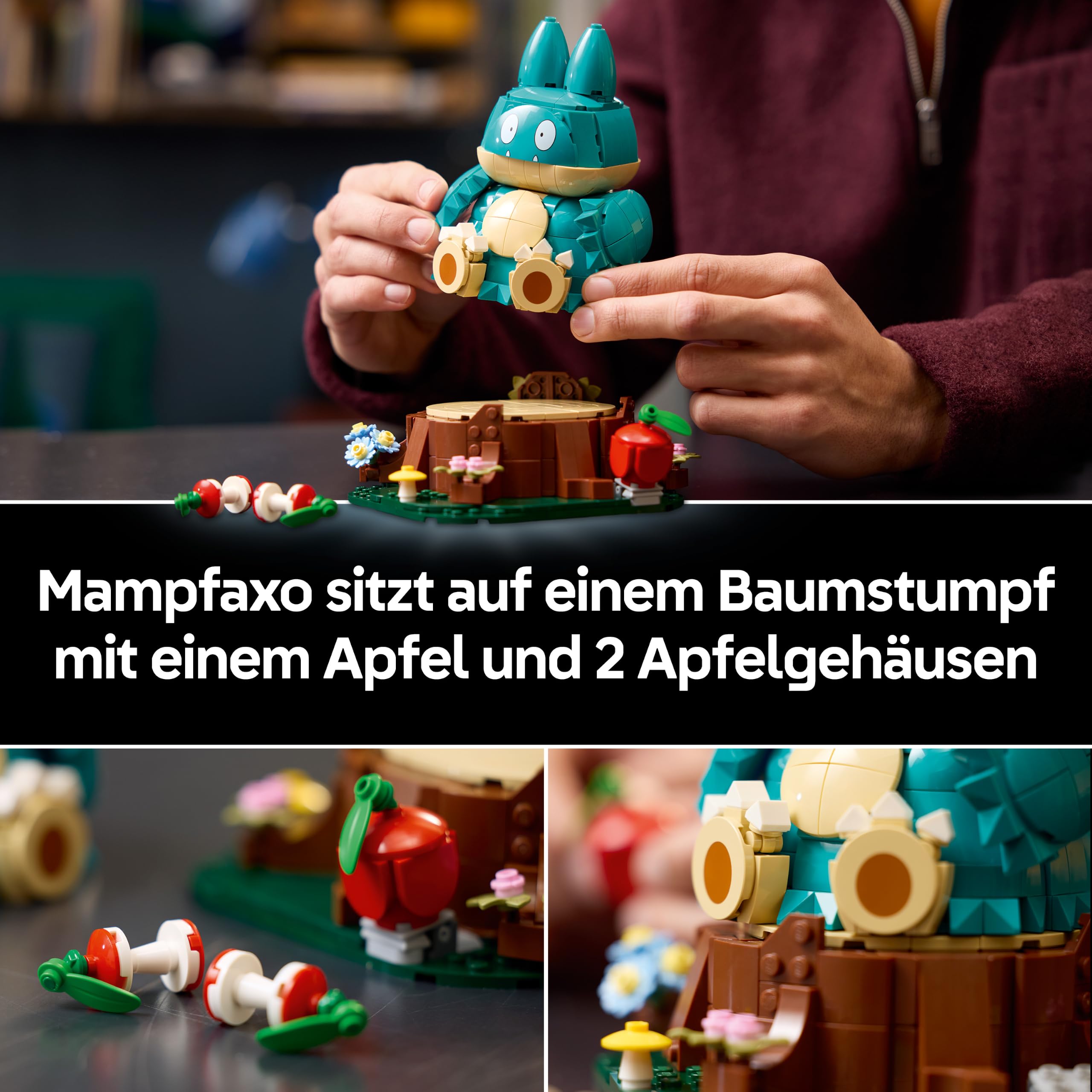 LEGO Pokémon Mampfaxo Figur - Modellbausatz für Erwachsene - Bauspielzeug aus dem Videospiel mit beweglichen Gliedmaßen & Kopf - DIY Zimmer Deko - Sammelbares Gaming Geschenk - 72150