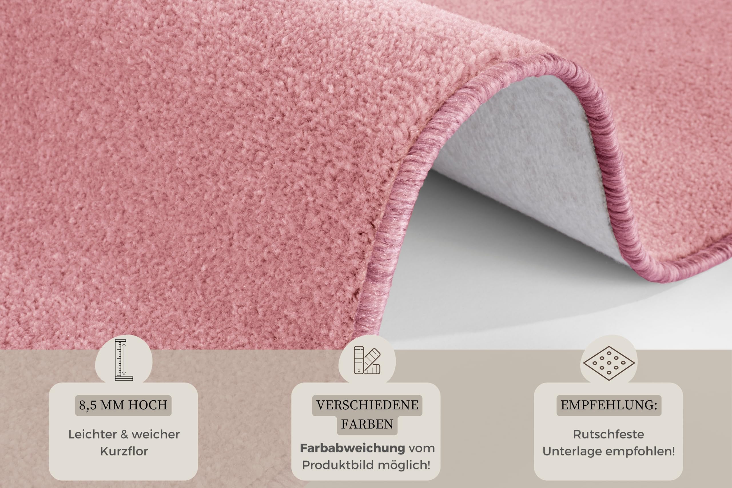 Hanse Home Nasty Tapis de Salon, à Poils Courts et Moelleux, uni, pour Salle à Manger, Salon, Chambre d'enfant, Couloir, Chambre à Coucher, Cuisine, Rose Clair, 200 x 300 cm