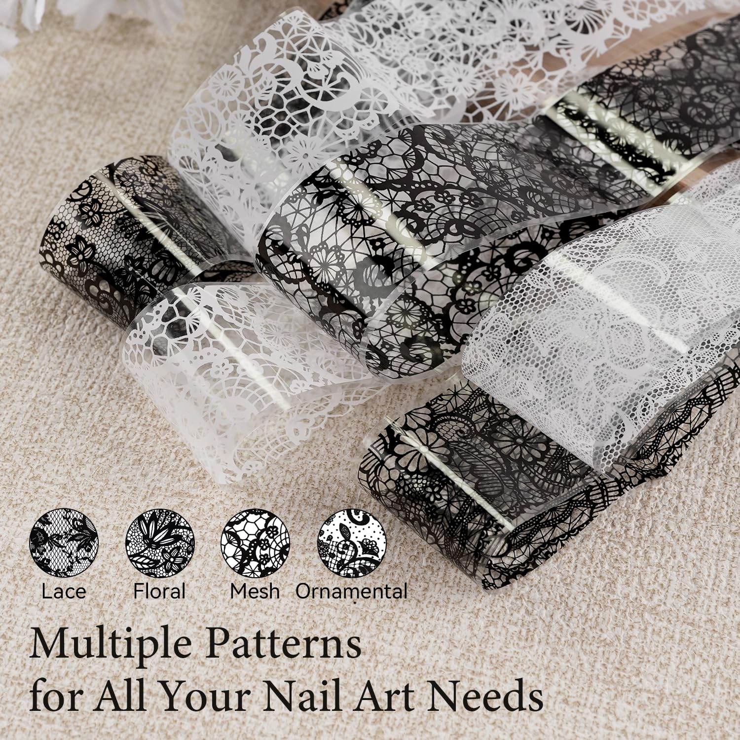 Lace Nail Foils - 20 Rolls for Salon & Home Use -5
