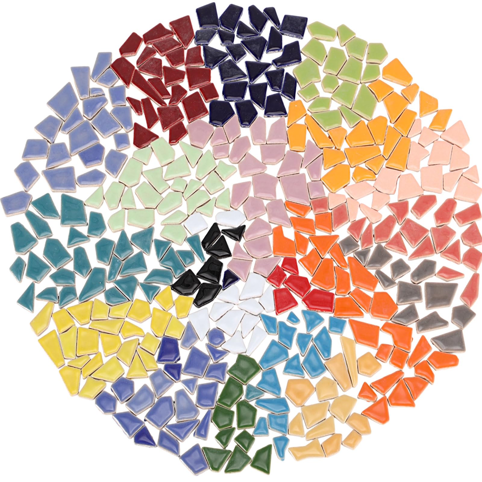 Foaincore Mosaikfliesen in verschiedenen Formen, zum Basteln, Keramik, Glas, Mosaikstücke, buntes Buntglas-Set für Erwachsene, Bastelbedarf, Kunstprojekte, gemischte Farben, 0,5 x 2 cm, 1600 Stück