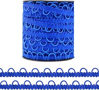 Mandala Crafts 30 Yds Elastic Button Loop Trim - Royal Blue Braid Trim with Elastic Loops Button Closure for Sewing Bridal Wedding Dresses, Corsets, and DIY Crafts