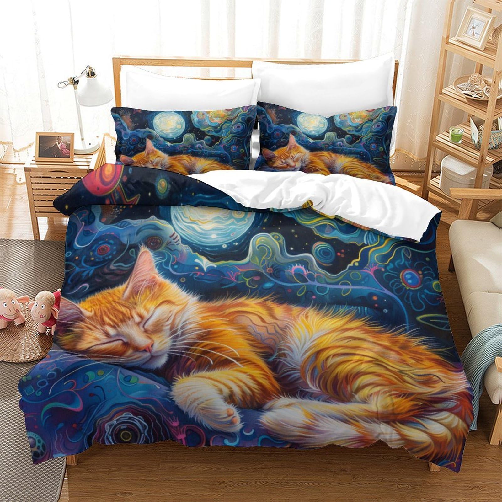 Linge de lit 260x220 cm avec parure de couette 3D pour lit king size