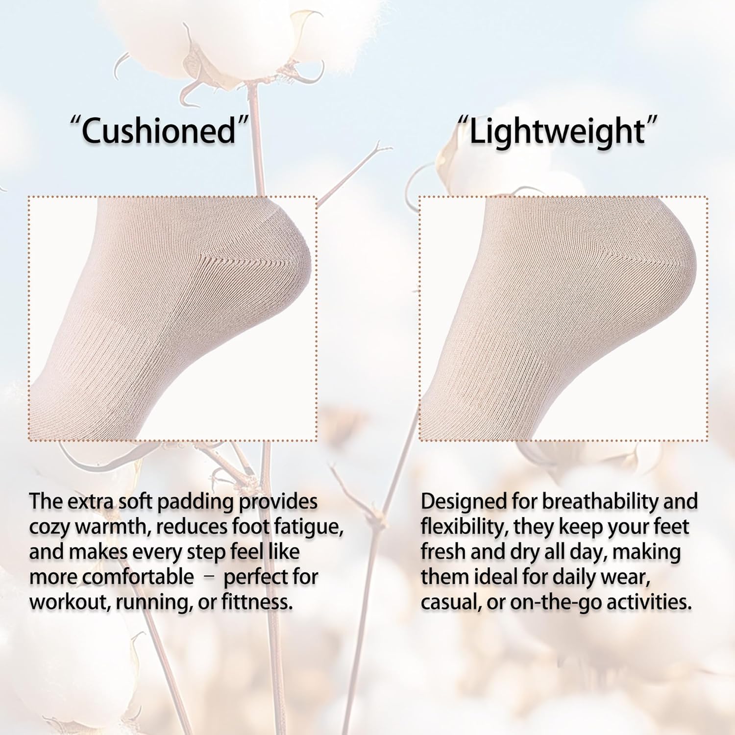 Striped Crew Socks for Women Cotton Casual Athletic Cushioned Running Ankle Socks 4 Pairs - Image 4