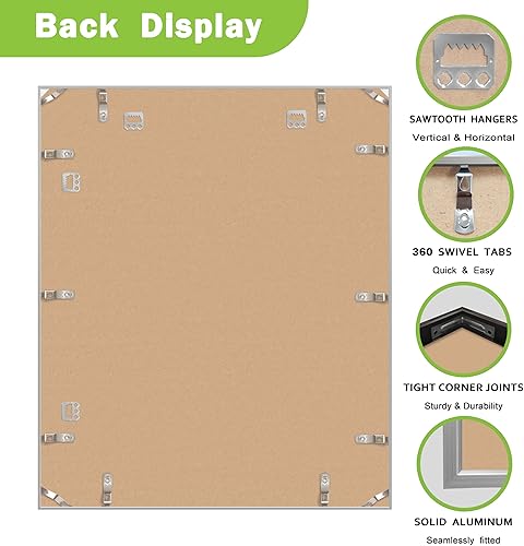 Miniatura 3 de FrameWorks Marcos para póster de aluminio cepillado de 20 x 24 pulgadas, diseño moderno de metal cepillado con plexiglás inastillable, perfecto para