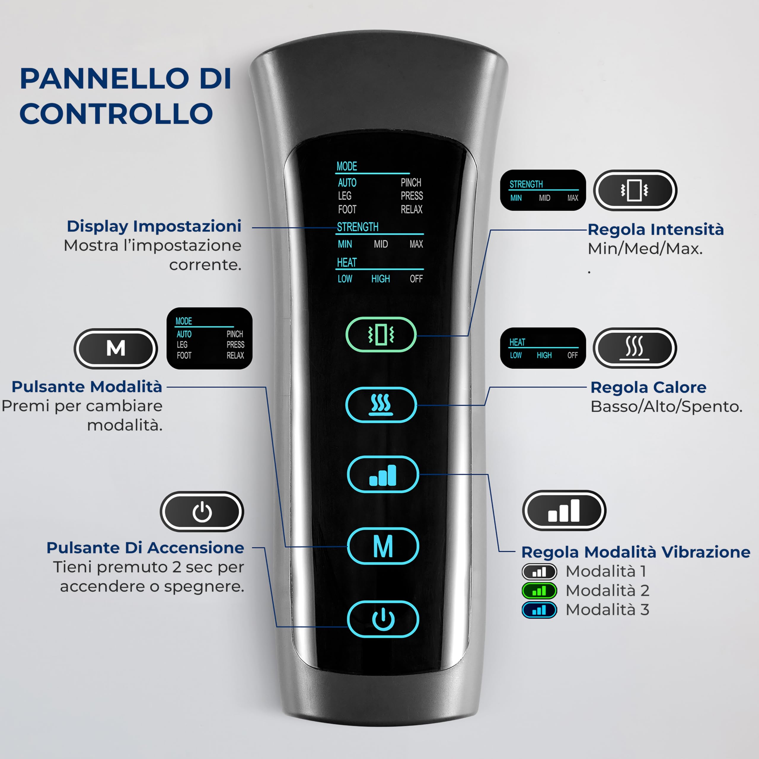 SereneLife Massaggiatore Gambe ad Aria per Ginocchio, Gomito e Spalla, Massaggio con 4 Vibrazioni, 2 Livelli Calore fino 53°C, 4 Cuscini d’Aria, Controller LED, Impacco Freddo