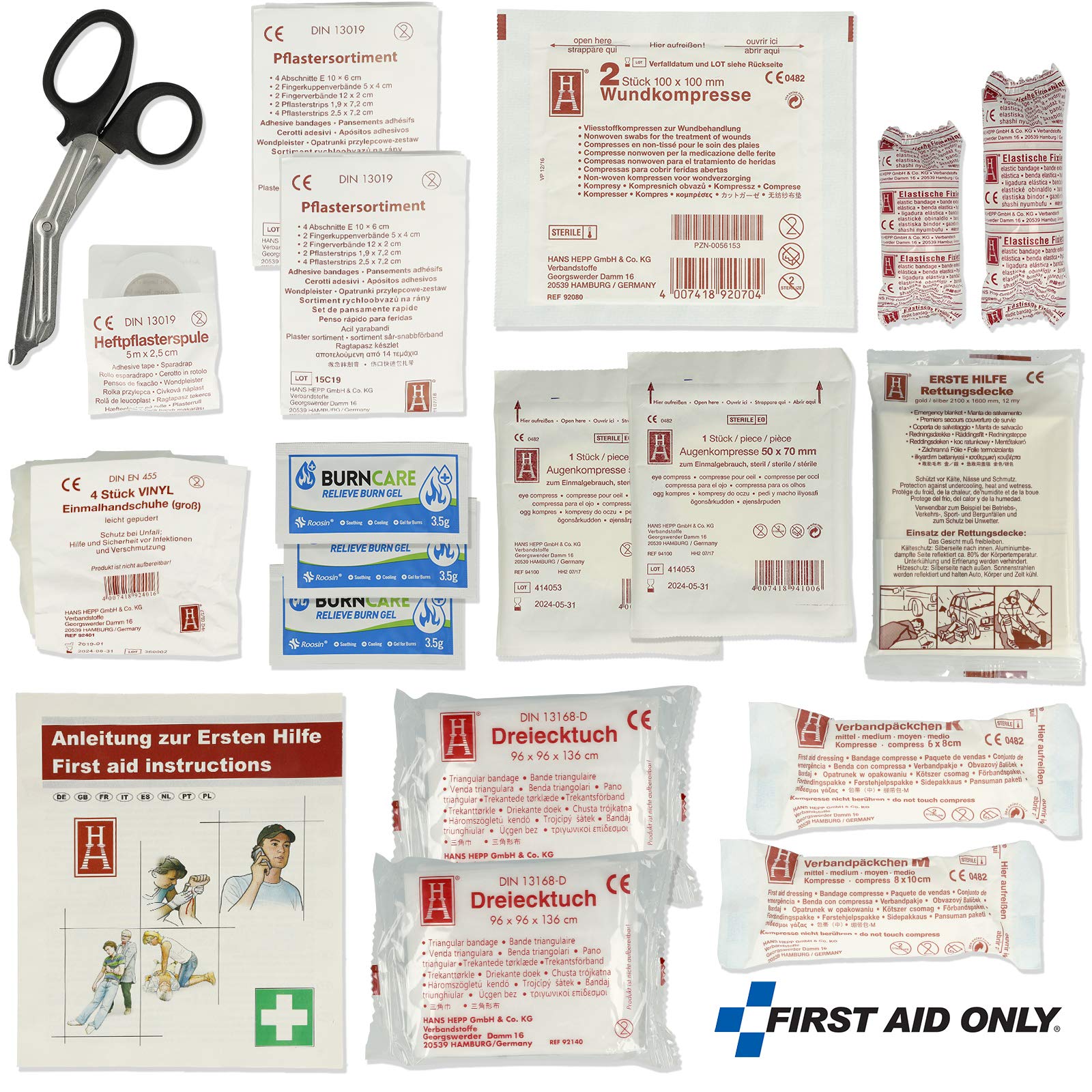 First Aid Only Bolsa de primeros auxilios, 50 piezas, para oficina, viaje, ocio, pequeño, para llevar, azul, P-10036