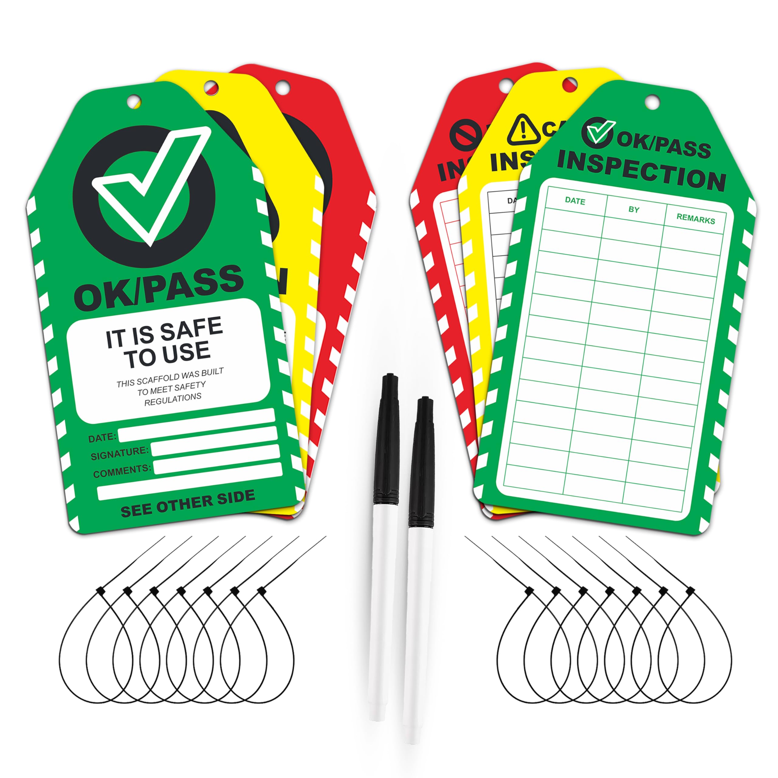 Scaffold Inspection Tags 50 Pack, Performance Never Tear Scaffolding Inspection Tags, Waterproof Scaffold Inspection Cards, OSHA Compliant Scaffold Tags Crads
