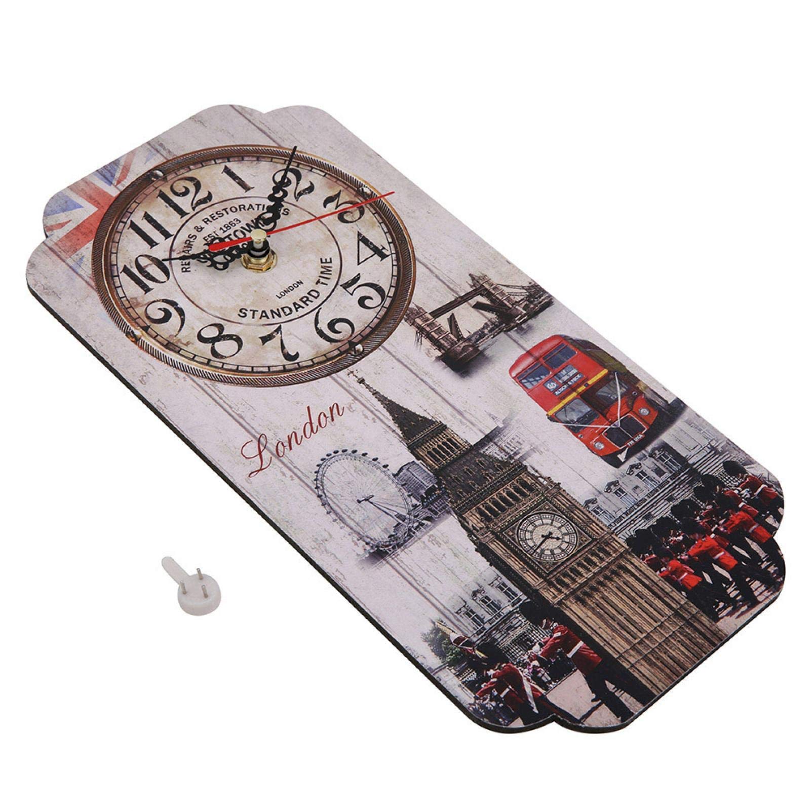 Raguso European Retro Rectangular Home Living Room Decoration Wall Clock Bar Decoration Clock For Home Office Living Room Bedroom Gift