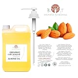 Organiczny Olej Migdałowy, Tłoczony na Zimno, Czysty, Naturalny. Profesjonalny Olejek do Masażu, Włosów i Rzęs, Nawilżania ciała (Paznokcie) Twarzy (Przeciwstarzeniowy) na Rozstępy Ciąży – 5000 ml