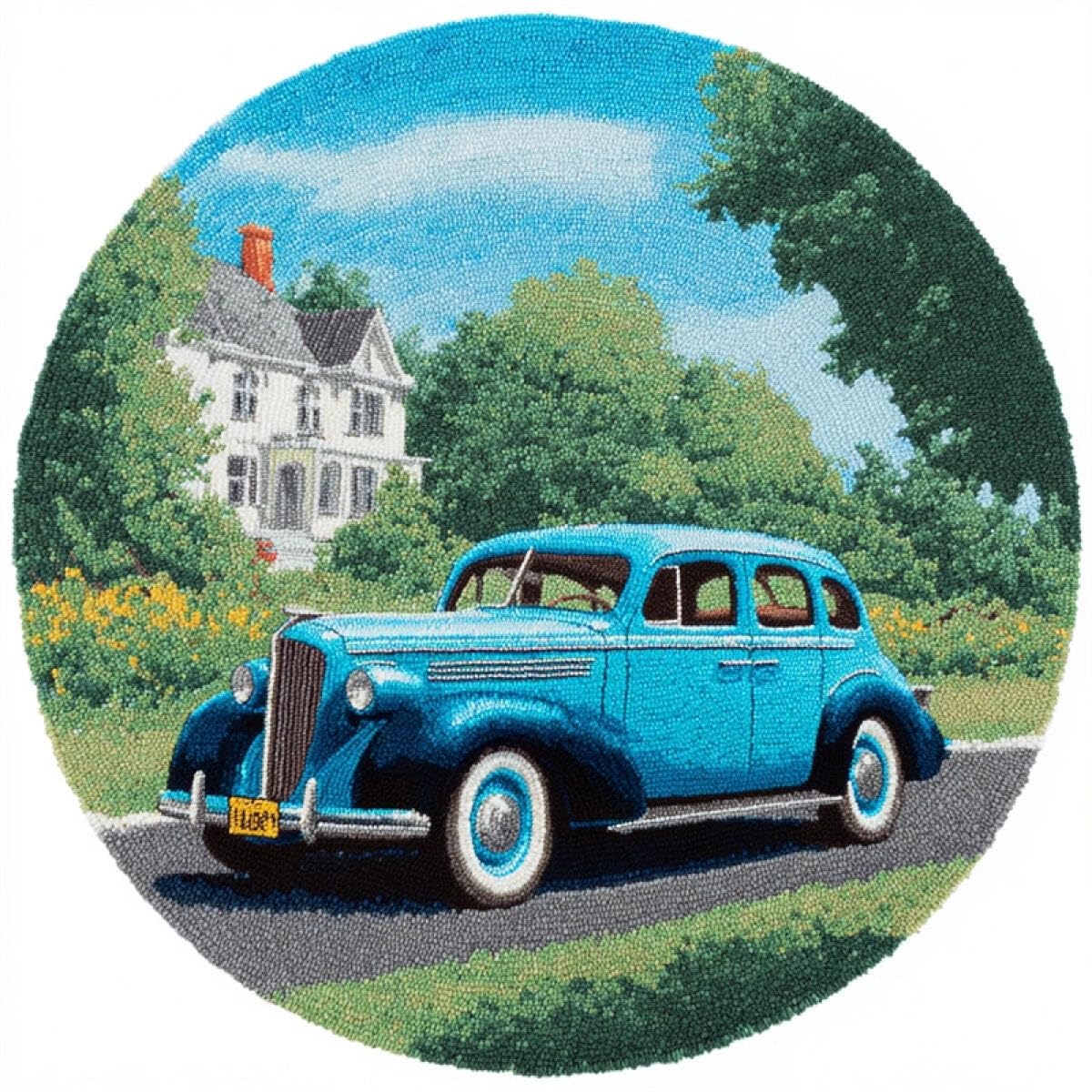 Kitquiver Knüpf-Sets Für Anfänger Retro-Autos 80x80cm