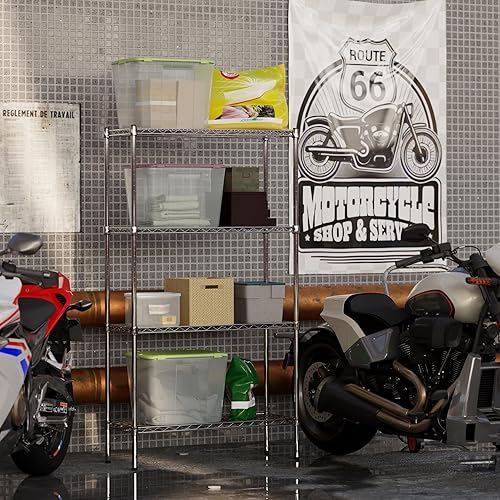 Miniatura 4 de Kit de estantería de alambre cromado de 4 niveles de 14 pulgadas de profundidad x 36 pulgadas de ancho x 64 pulgadas de alto Unidad de estante de