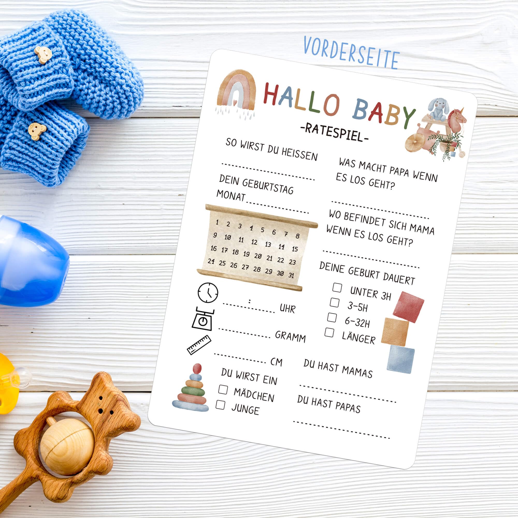 24 Biglietti Per Baby Shower Da Compilare - Formato A6 Con Giochi Indovina Il Sesso - Stampati Fronte/Retro, Carta Ecologica 300g/m² - 2