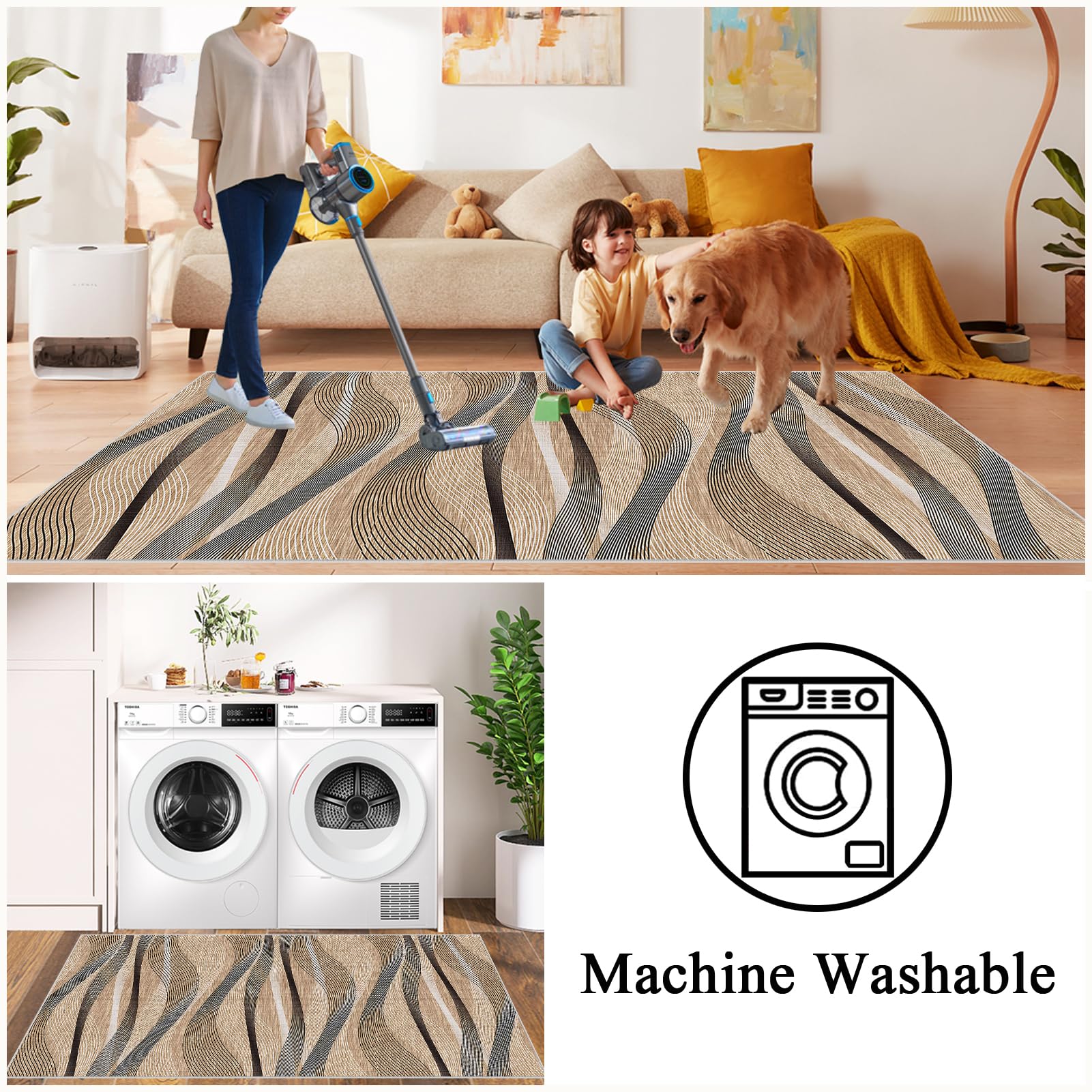 Teppich Läufer Flur Küche rutschfest Küchenteppich 60 x 150 cm Flurläufer Fußmatte Lang Waschbar Küchenläufer Teppich Flur Schmutzfangmatte Eingangsteppich Bettumrandung Teppichläufer für Flur Küche