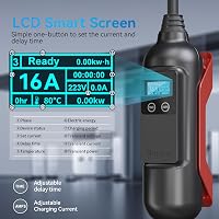 Youwoauto 11KW 3-fázisú Hordozható Wallbox Töltőállomás - Type 2 Töltőkábel CEE Csatlakozóval, Állítható Töltőteljesítmény, Applikációs Vezé 3