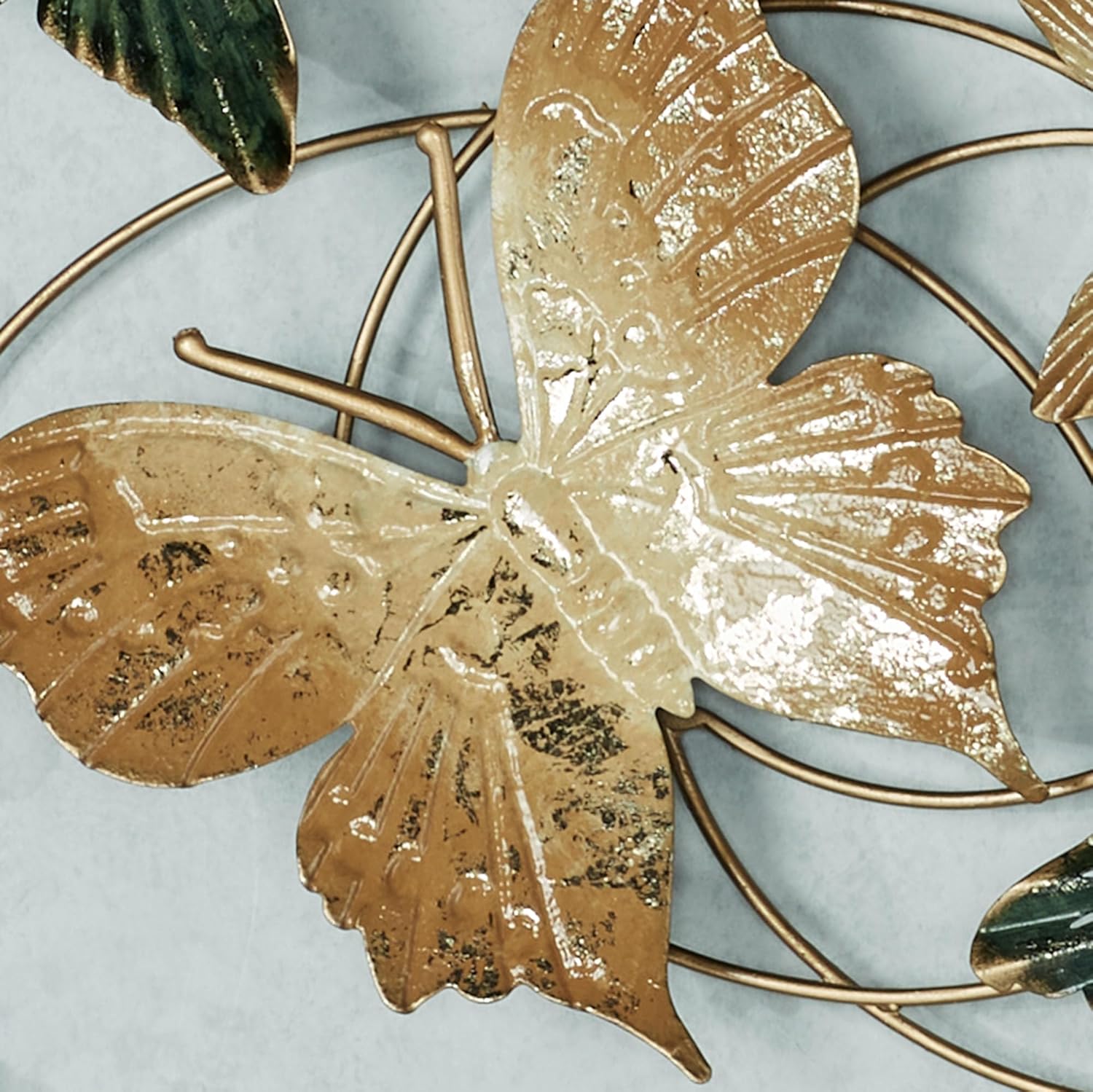 Butterfly Journey Wall Art Sculpture | Butterfly | Nature Decor | Metal Wall Art Decor | Swirl | Green Gold Yellow Gold Silver | Hand Dyed | Dimensional Openwork | Unique Home Decor Gift
