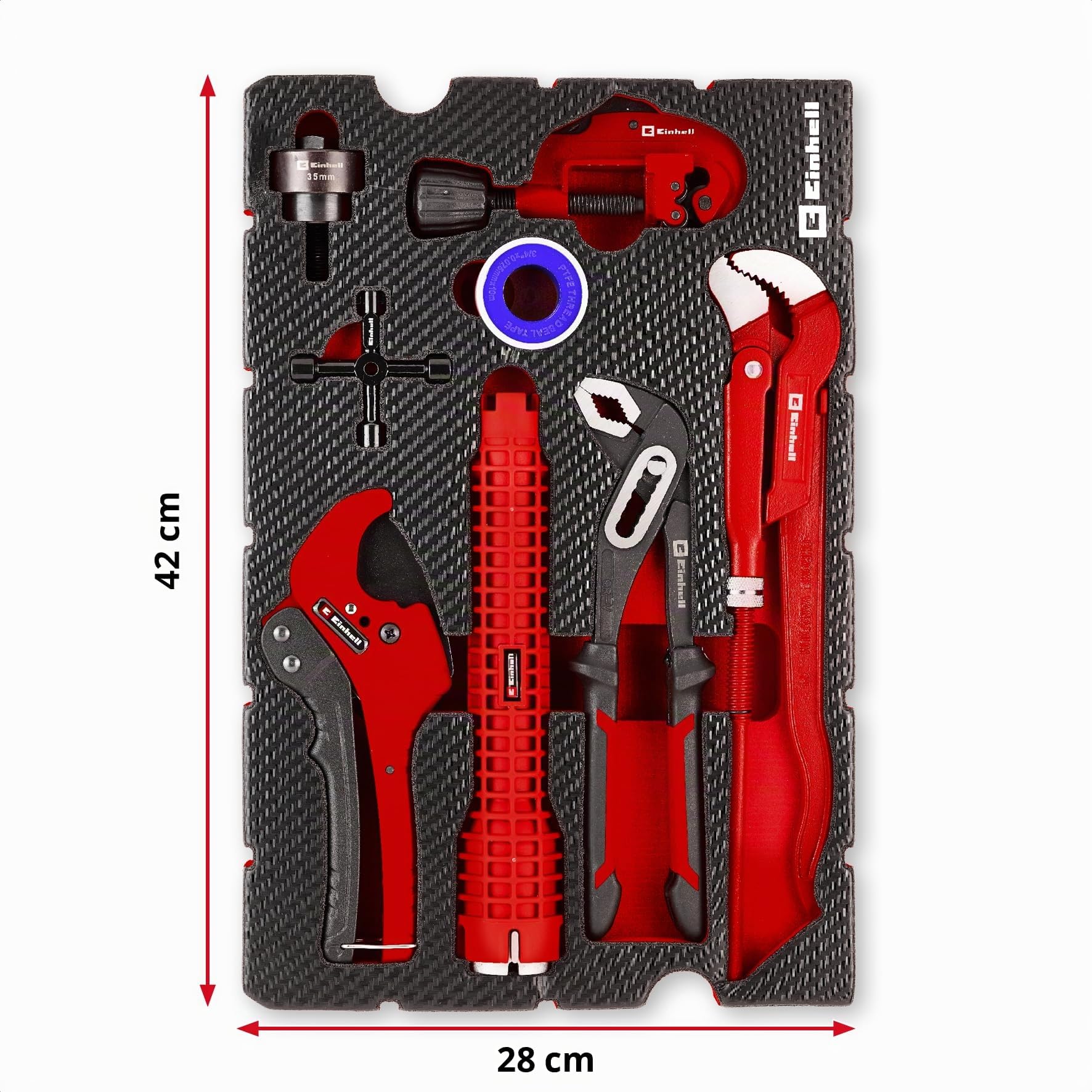 Originale Einhell E-Case Inserto Attrezzi VDE Elettricista 9 pz (Utensili isolati, Cacciaviti, Tronchese, Spelafili, Pinza telefonica, Sistema E-Case)
