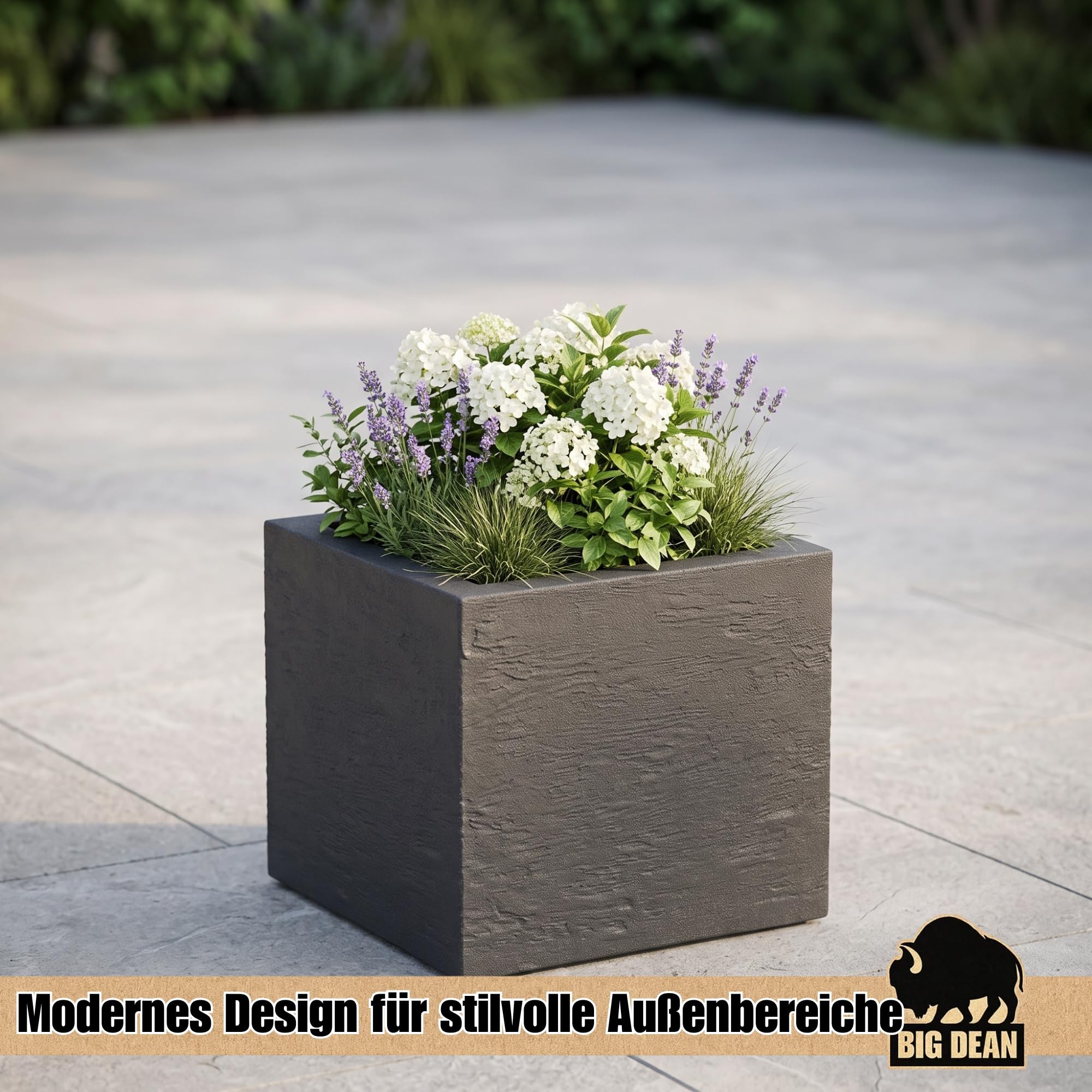 BigDean 2 Stück Blumentopf Gross draussen quadratisch 39x39cm Gross | Made in Europa Design