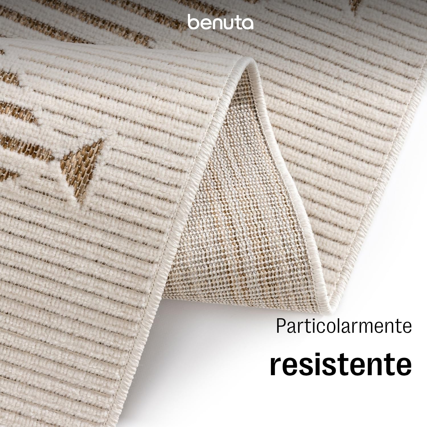 benuta Basic Tappeto Esterno & Interno Kaleo - Beige 200x300 cm - Motivi Geometrico - Impermeabile & Resistente ai raggi UV per Balcone, Terrazza, Giardino, Cucina & Soggiorno - Facile da Pulire