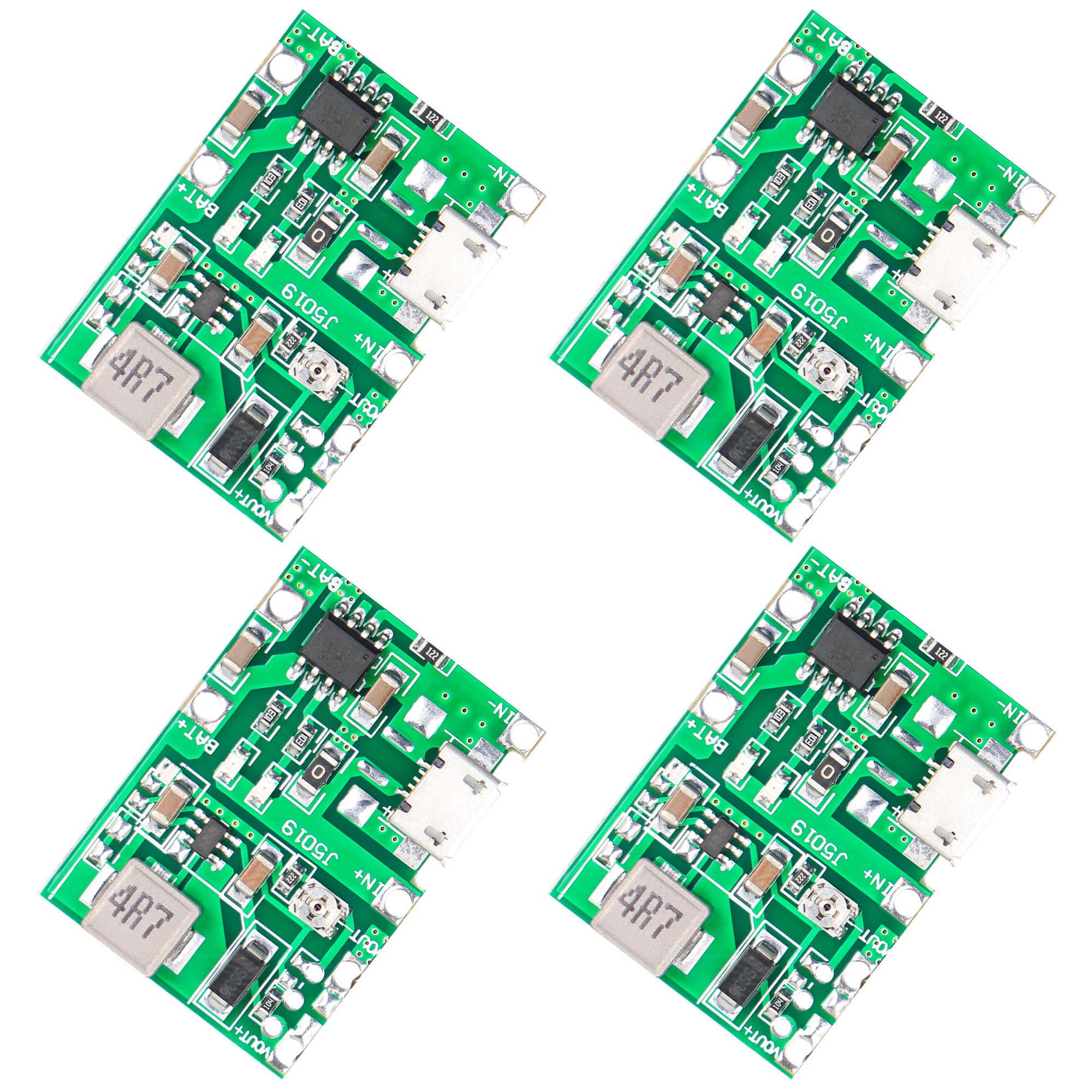 4Pcs 2A USB 18650 Lithium Li-ion Battery Charger Module Boost 3.7V to 5V 9V 12V Adjustable DC-DC Step Up Boost Module