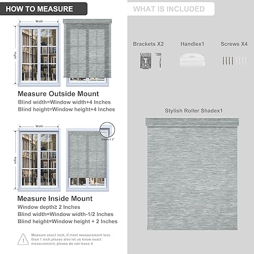 Miniatura 6 de Boolegon Persianas enrollables con filtro de luz para ventanas, persianas enrollables sin cordón con cenefa de casete, tela con aislamiento térmico