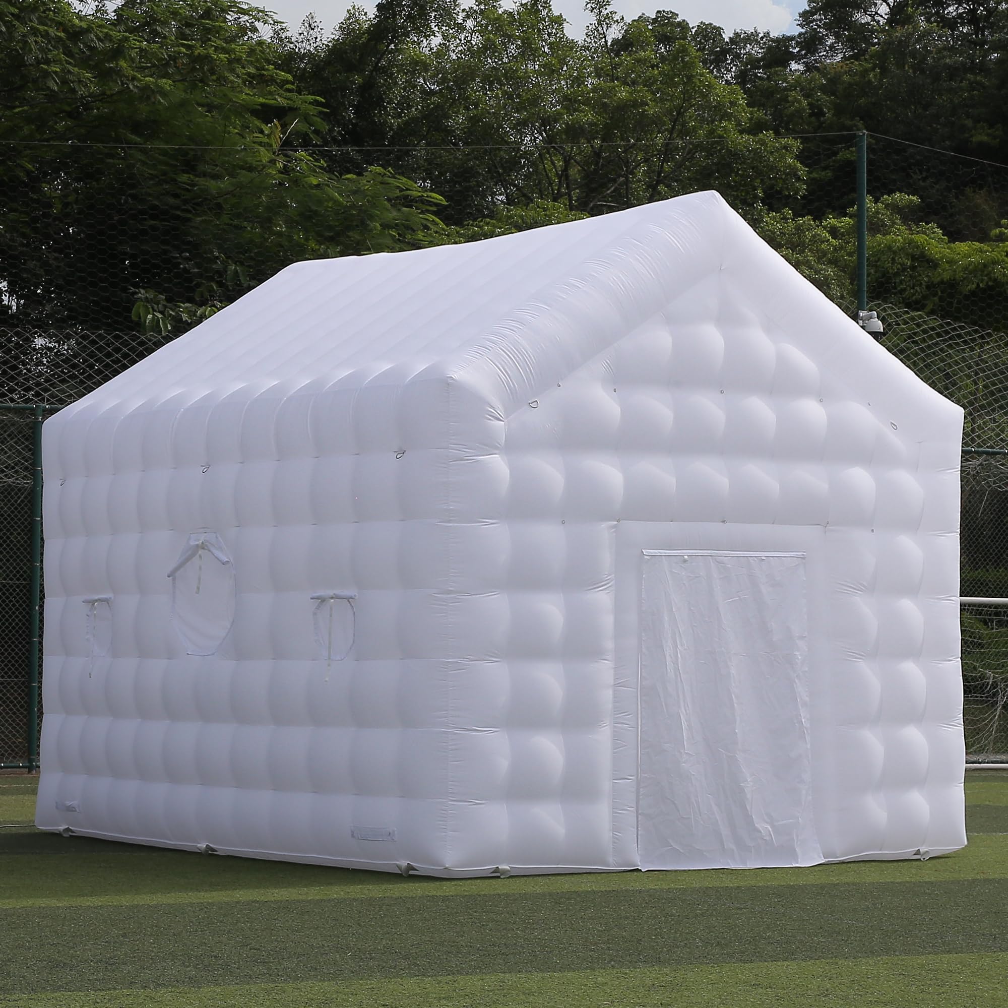 SAYOK Aufblasbares Disco-Zelt 5.4m Nightclub Party Cube Zelt Großes tragbares Veranstaltungshaus mit Logo-Bereich für Geburtstag, Schulveranstaltungen, Hinterhof-Party, Vermietung Geschäft (White)