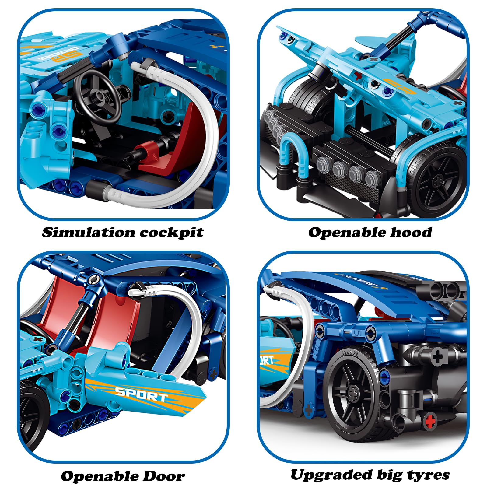 RC F1 City Auto 433-częściowy Model 1:16 Niebieski 2,4G Hz Pilot Zdalne Sterowanie Kompatybilny z Lego Technic