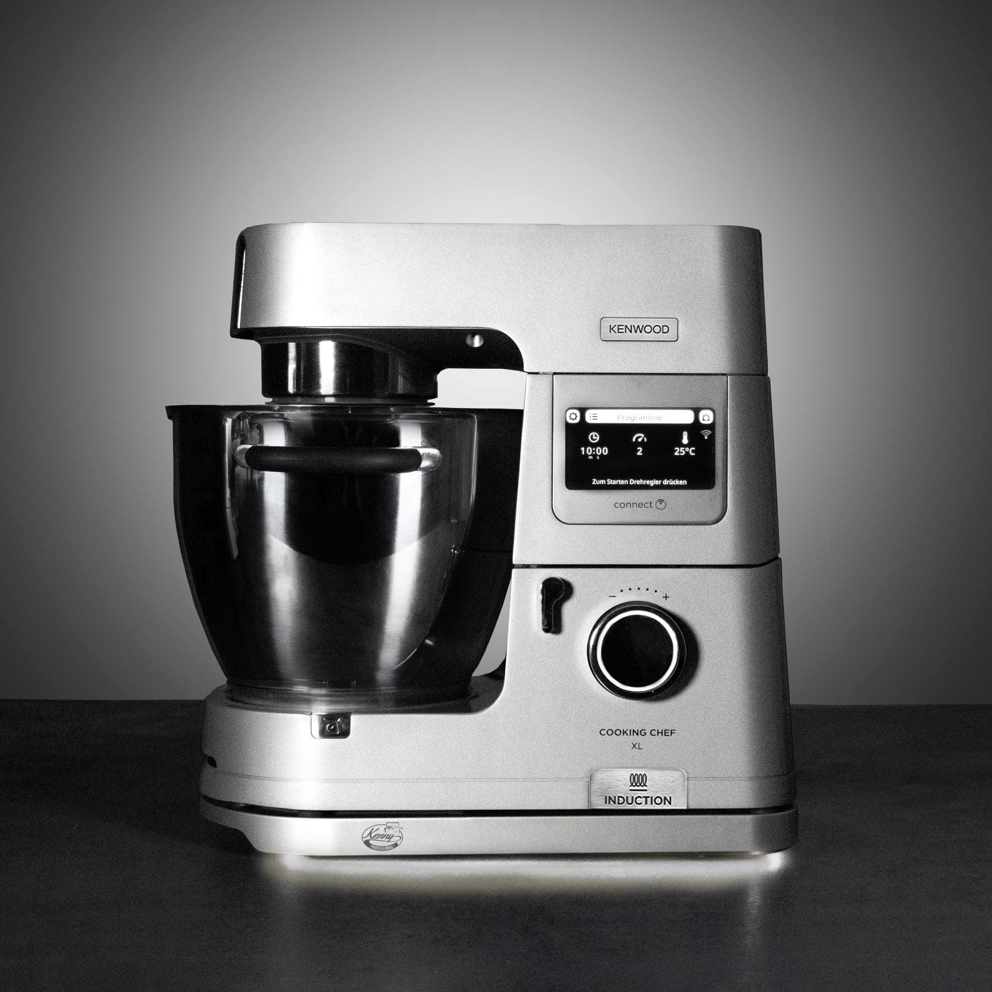 3 in 1 Profi-Gleitbrett "Raumgleiter" inkl. Kabelstaufach und Beleuchtung kompatibel mit KENWOOD Küchenmaschinen Cooking Chef Modellen (Silber)