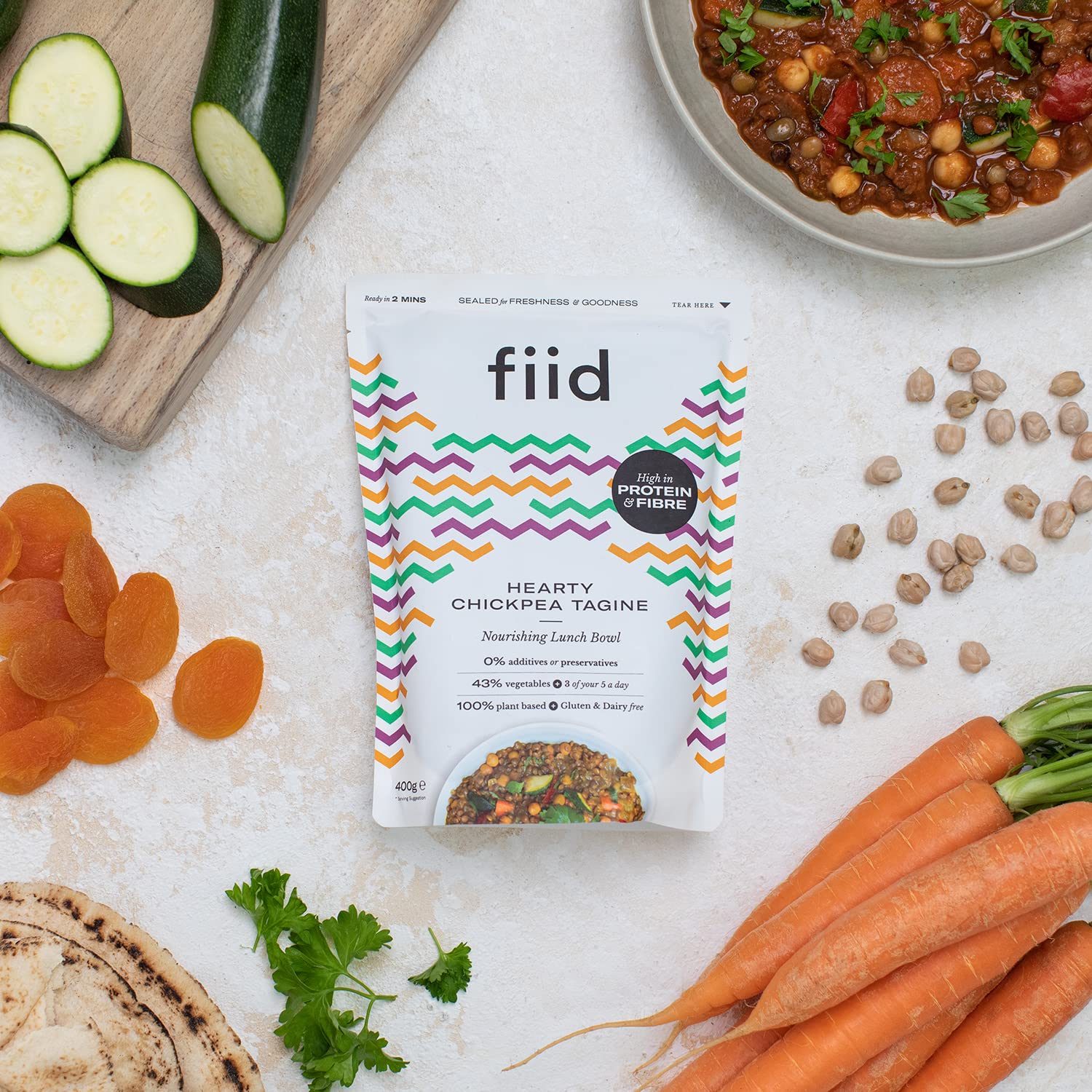 Buy Fiid 100 Natural Vegan Microwave Ready Meals Moroccan Chickpea