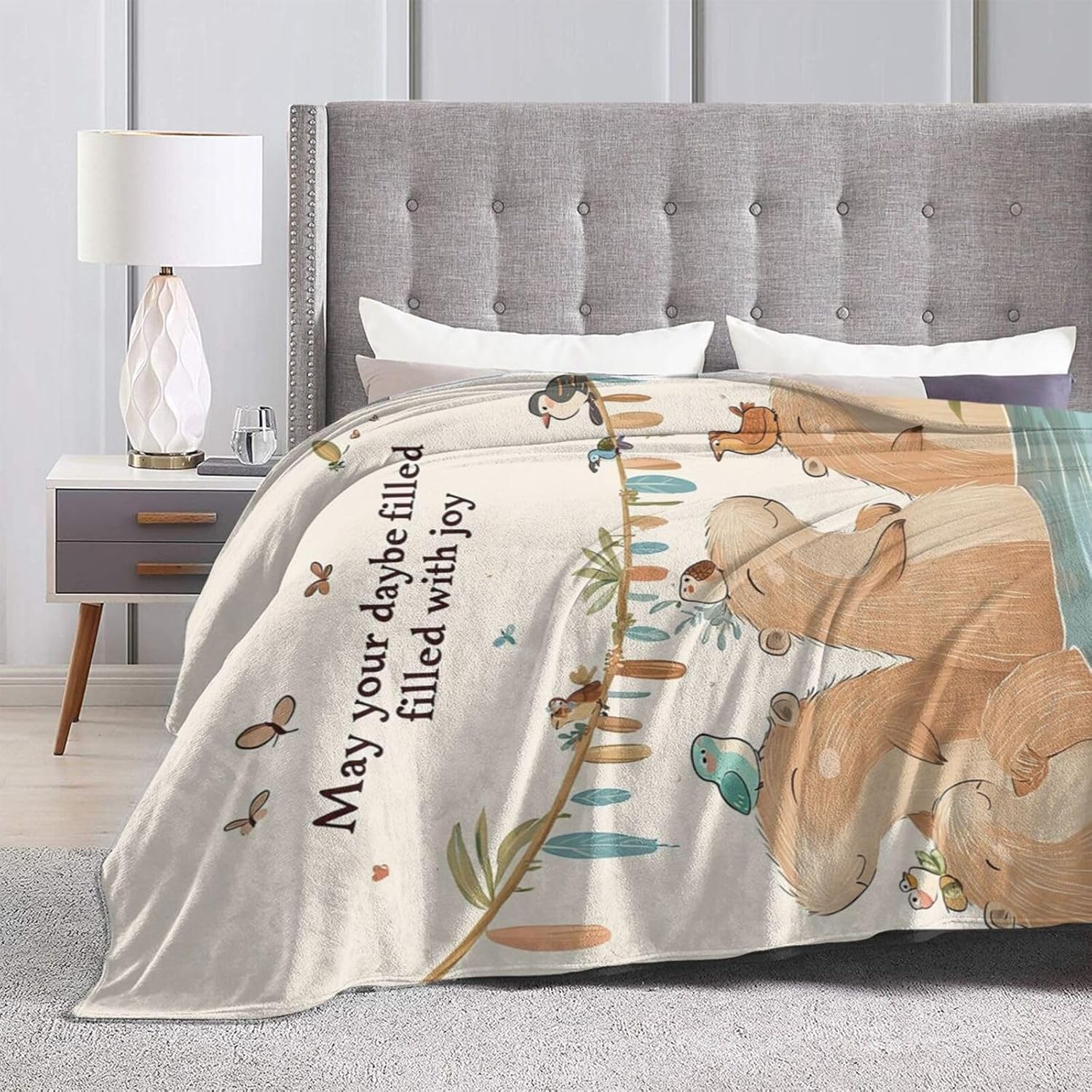 Capybara Blanket – Soft Flannel Throw with Adorable Capybaras and Birds,Cozy Gift for Women,Kids or Animal Lovers 60"x50"