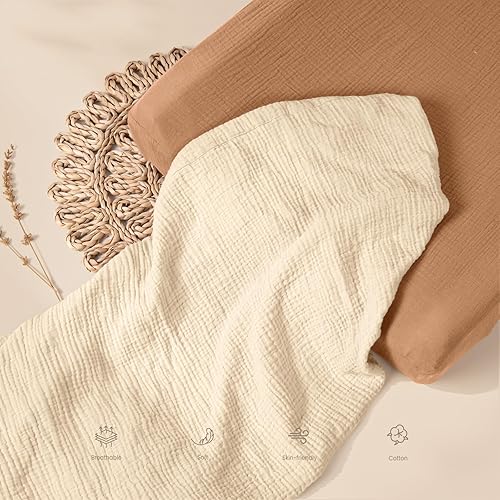 Miniatura 7 de lulumoon Funda para cambiador de bebé Funda de almohadilla de muselina para cambiador de pañales - Fundas de cambiador para niñas y niños