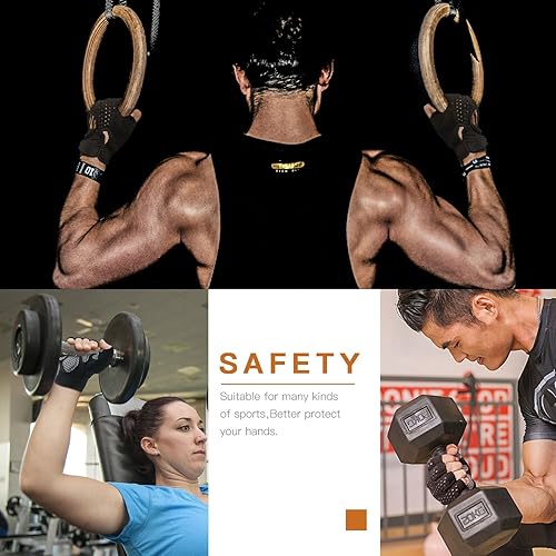 Miniatura 5 de Hopedas Workout Gloves Weight Lifting Gloves Palm Support Protection for Men Women Exercise Gloves Sports for Training Fitness Gym Black Negro,