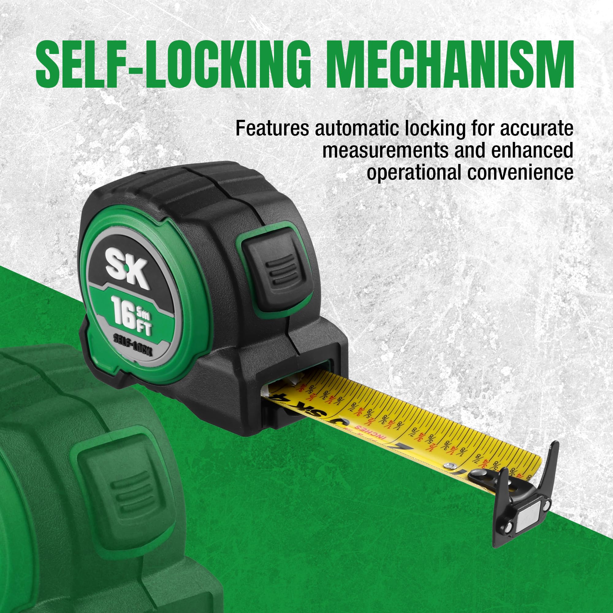 SK 16FT Tape Measure with Magnetic Hook and Self-Locking Mechanism — Amazon image 4