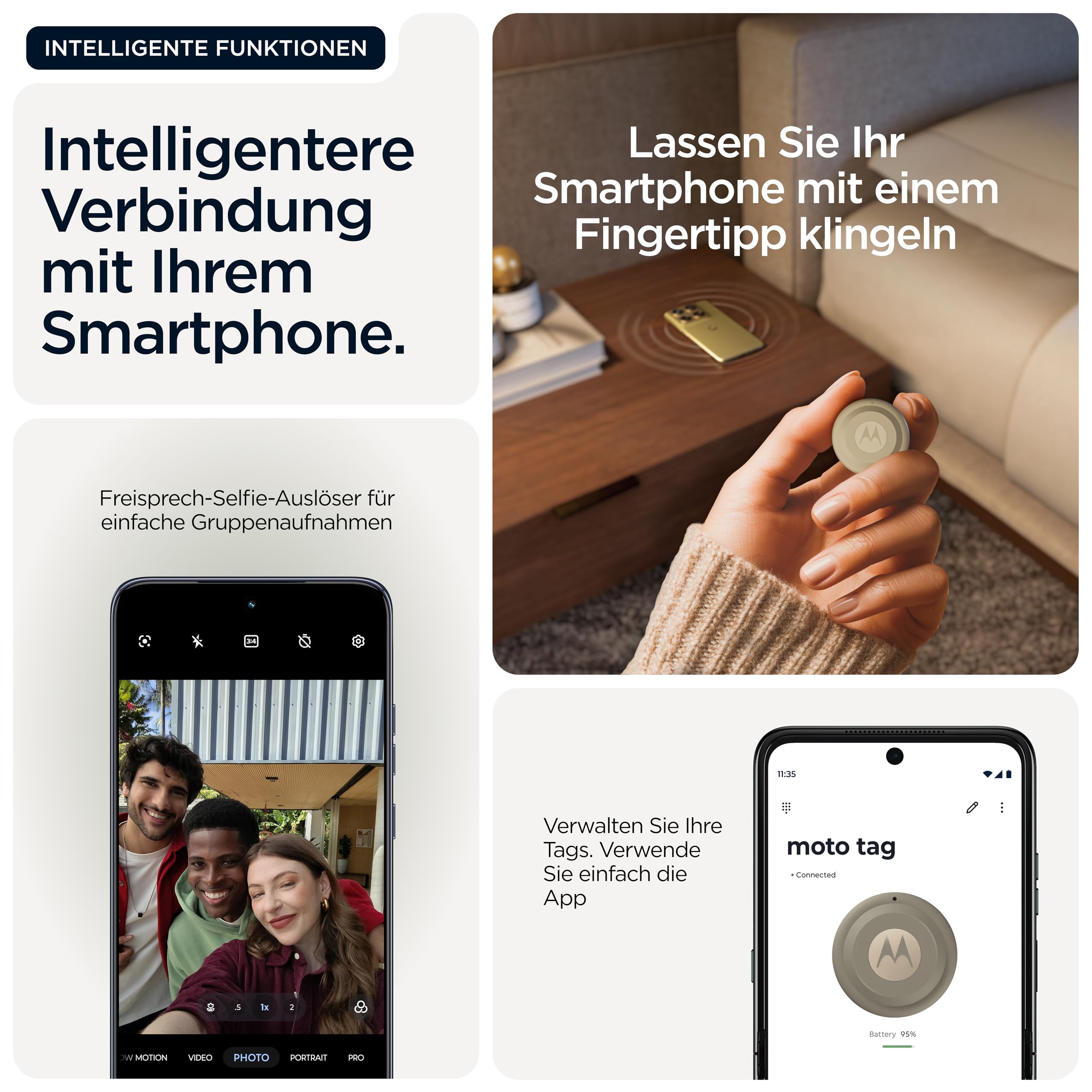 Motorola Moto Tag – Smart Tracker, 1er Pack (Android- und iOS-kompatible, Bluetooth 6.0, IP67 Wasserschutz, Finder für Schlüssel, Gepäckstücke und vieles mehr), Pantone Laurel Oak