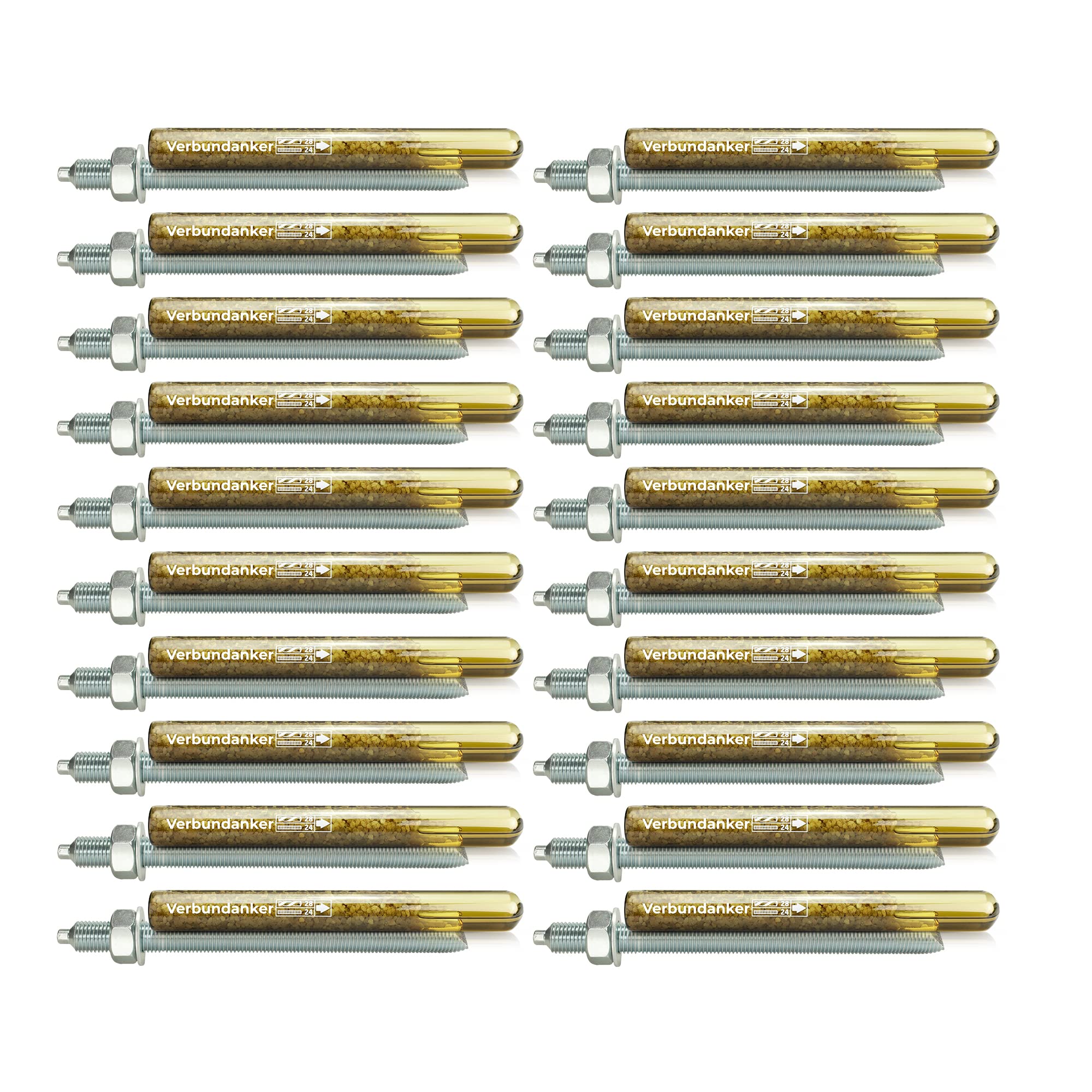Isolbau Verbundanker Set - Verbundankerpatrone styrolfrei V24 + Ankerstange verzinkt M24 x 300 - ETA/ETAG Zulassung - 20 Stück