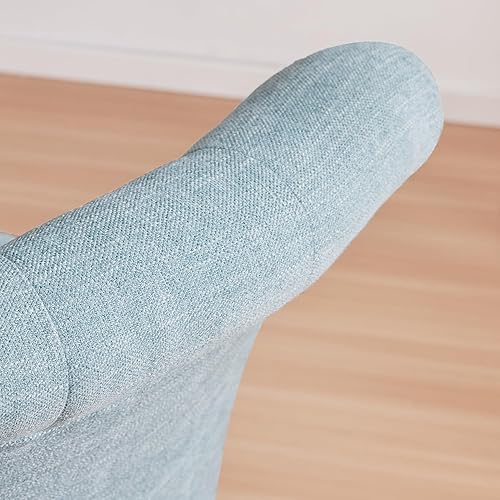 Miniatura 8 de Batohom Home Office Chair Adjustable Height Swivel Chair with Wheels Linen Fabric Upholstered Computer Desk Chair with Wooden Legs Comfortable